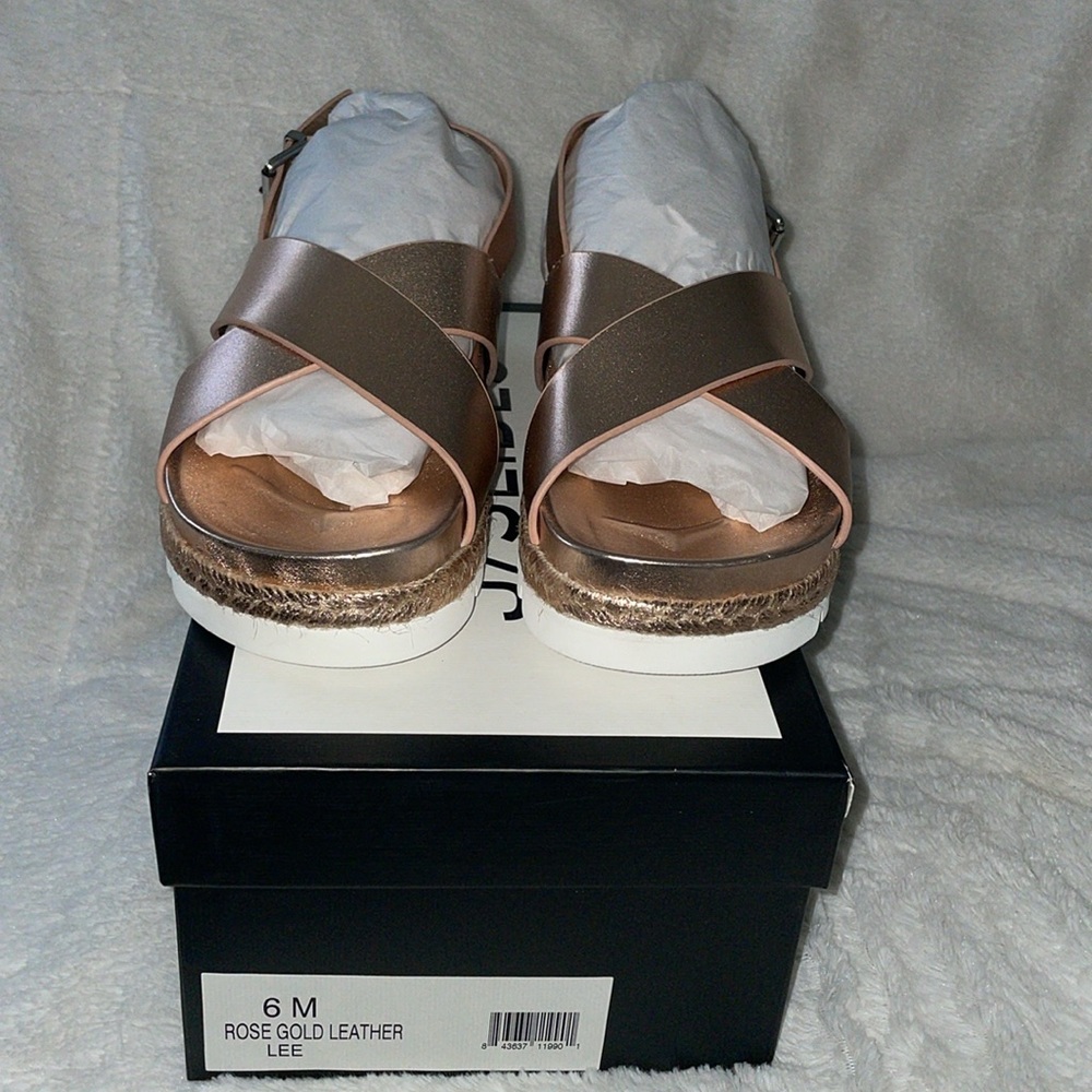 NWT J/SLIDES LEE Rose Gold Leather Sandal - Picture 6 of 16